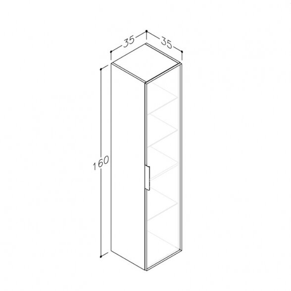 Aukšta vonios spintelė KAMĖ Big 35-5 SH su veidrodinėmis durelėmis, Fineline 1