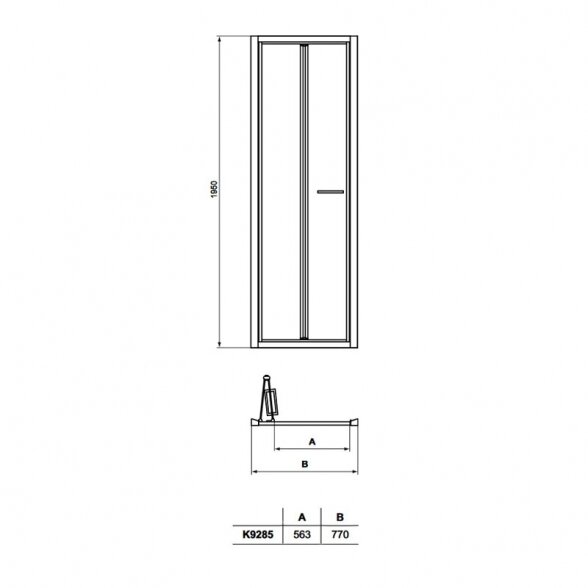 Dušo durys IDEAL STANDARD Connect 2 B/Fold 80x195 4