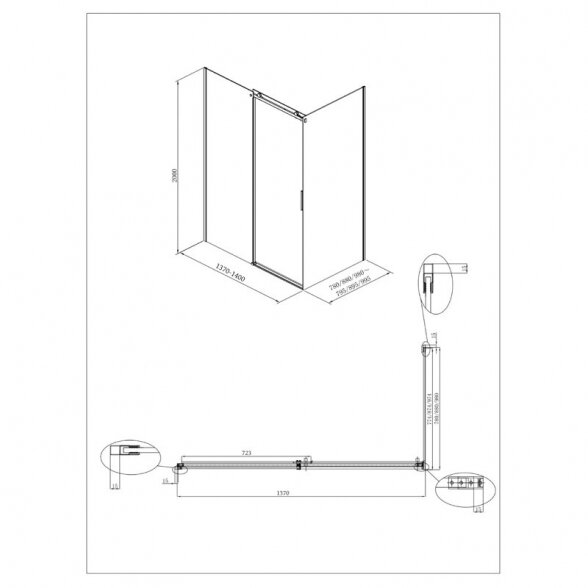 Dušo kabina ALTERNA Free Roller 2.0 140x90 L 6