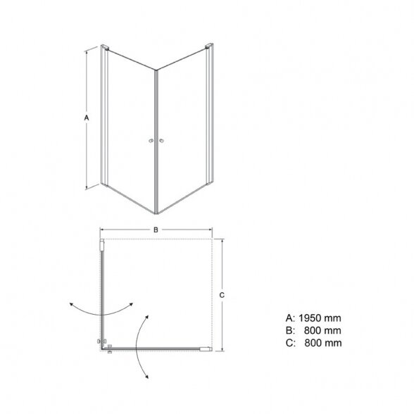 Dušo kabina MESINA Black DD 80x80 5