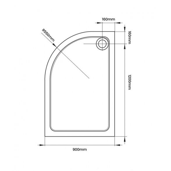 Dušo kabinos padas AQUALUX Offset Quadrant LH, 120x90x3,5 1