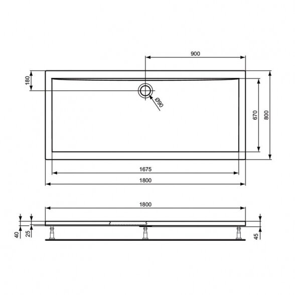 Dušo kabinos padas IDEAL STANDARD K519101, 180x80 6