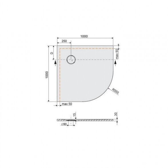 Dušo kabinos padas SANPLAST BP-M/ Structure 100x100 1