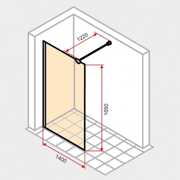 Dušo sienelė HÜPPE Walk-in 140x165 2