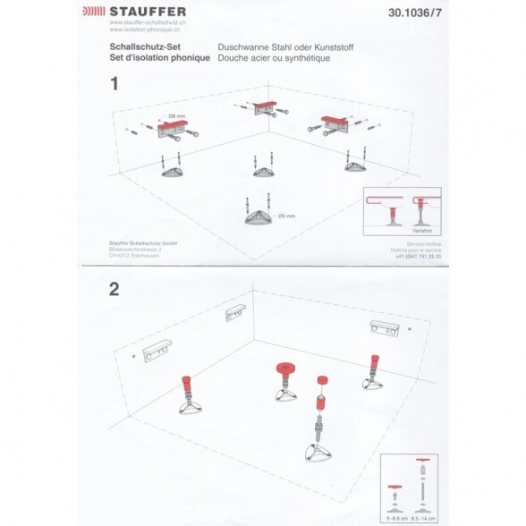 Garso izoliacijos ir kojų komplektas dušo padėklams STAUFFER 30.1036 1