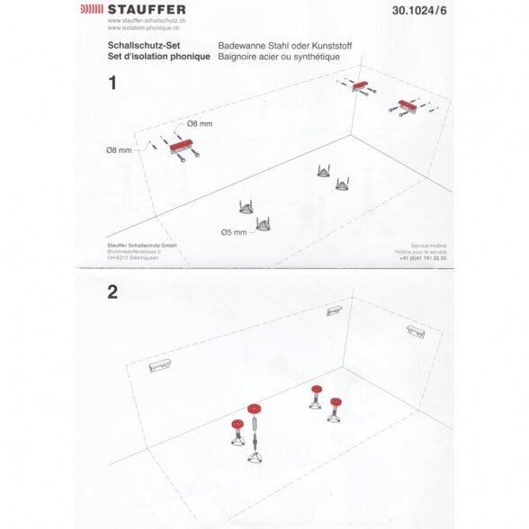 Garso izoliacijos ir kojų komplektas vonioms STAUFFER 30.1026 1