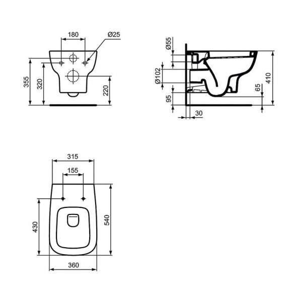 Pakabinamas unitazas IDEAL STANDARD T368001, su dangčiu 10