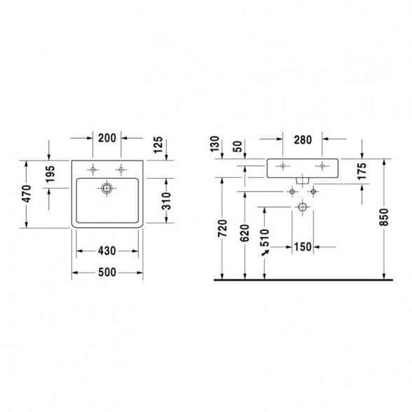 Praustuvas DURAVIT Vero 50x47 4