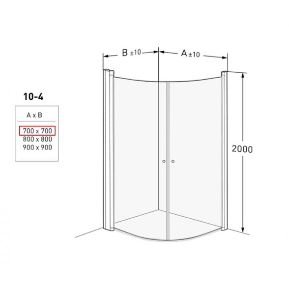 Pusapvalė dušo kabina IDO Showerama 10-4 70X70, dalinai matinis stiklas 4