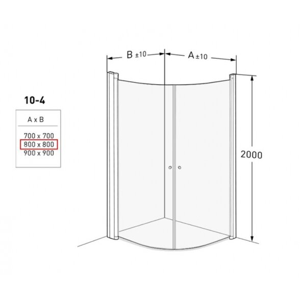 Pusapvalė dušo kabina IDO Showerama 10-4 80X80, dalinai matinis stiklas 4