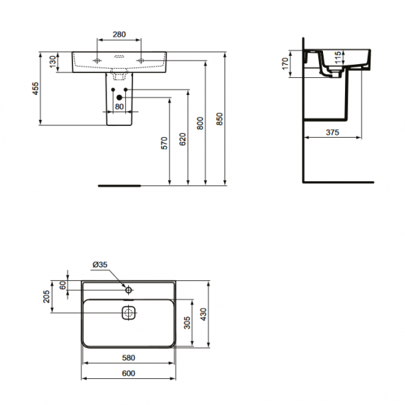 Vonios spintelė IDEAL STANDARD Adapto 57 su praustuvu 11