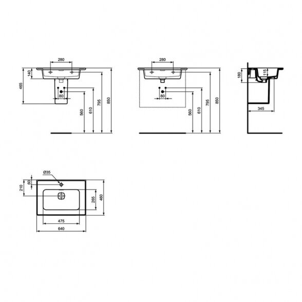 Vonios spintelė IDEAL STANDARD Adapto 61 su praustuvu 5